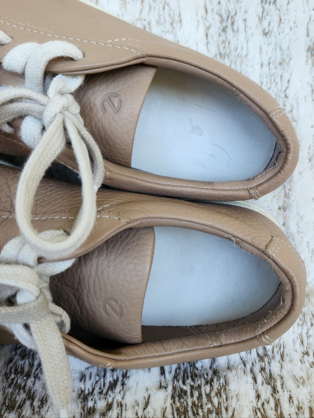 Ecco "Soft 60" Leather Sneakers Nude Tan Low Lace-up | Women's Size US 8 / 39 - Picture 8 of 12